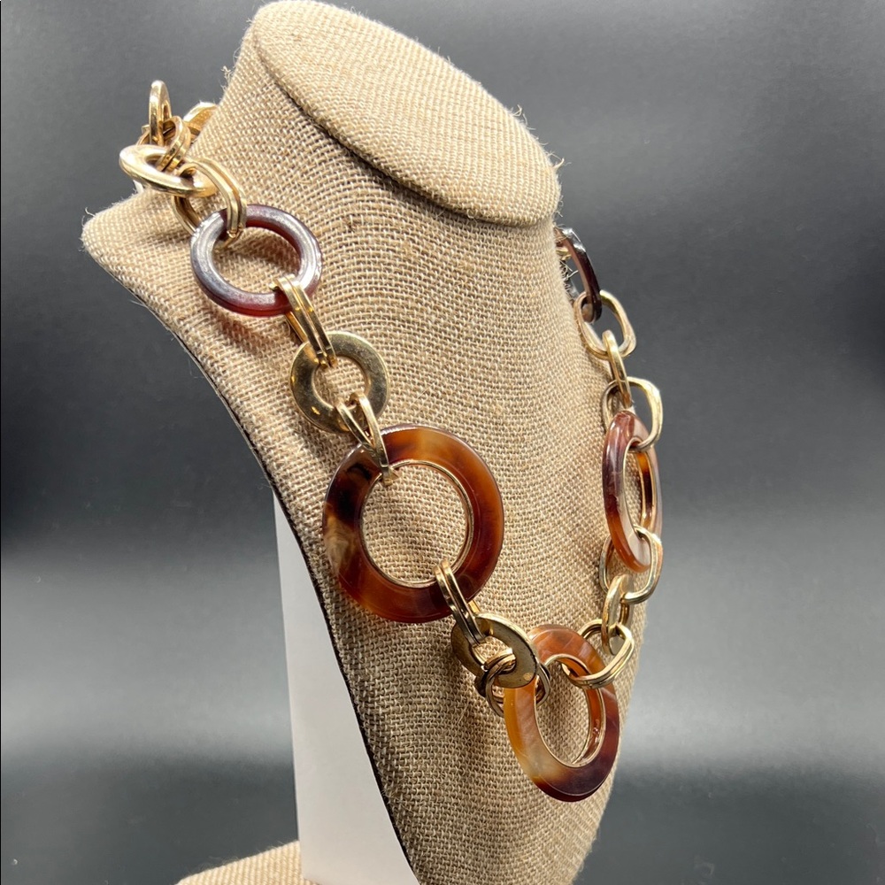Chunky Tortoiseshell Lucite Link Statement Neckla… - image 2